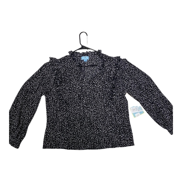 CeCe Tops - CeCe Ruffle Long Sleeve Confetti Top